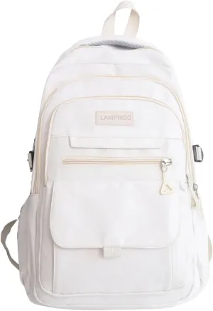 Cute Aesthetic Backpack Girls Backpack for School Large Capacity Bookbags College Backpack for Students Kids Teen Girls Laptop Bookbag Casual Travel Daypacks(White)