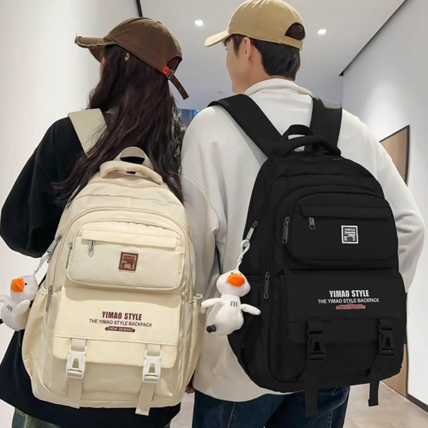 Cute Aesthetic Backpack Y2K Supplies Laptop Bag Travel Bookbag Large Capacity Japanese Style (Black)