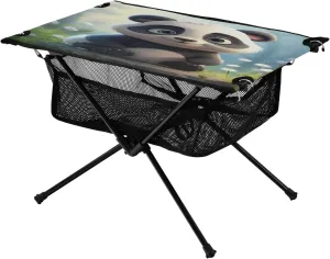 Cute Cartoon Panda Portable Folding Camping Table, Compact Lightweight Beach Table with Carrying Bag for Outdoor Picnics, BBQs, Camp