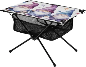 Cute Colorful Gnomes Portable Folding Camping Table, Compact Lightweight Beach Table with Carrying Bag for Outdoor Picnics, BBQs, Camp