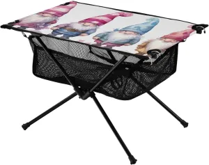 Cute Gnomes Portable Folding Camping Table, Compact Lightweight Beach Table with Carrying Bag for Outdoor Picnics, BBQs, Camp