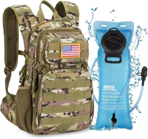CVLIFE Tactical Hydration Pack 3L - Lightweight Water Bag With Bladder for Men Women, Heavy Duty Molle Backpack for Hiking, Cycling, Running, Hunting