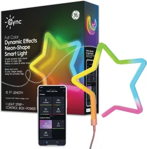 Cync GE Dynamic Effects Smart LED Strip Lights, Indoor Neon Rope Lights with Music Sync, Aesthetic Color Changing WiFi Light Strip for Room Décor, Works with Amazon Alexa and Google, 10 Ft