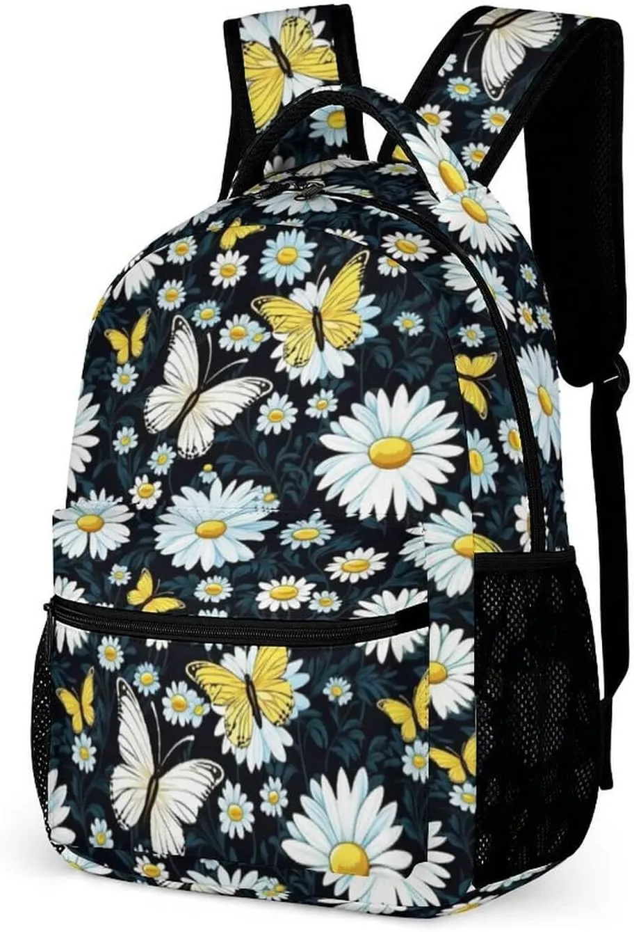 Daisy School Backpack for Kids Girls Boys, 16 Inch Cute daisies Themed Bookbag, Personalized School Backpack for Students Children, Lightweight, Large Capacity