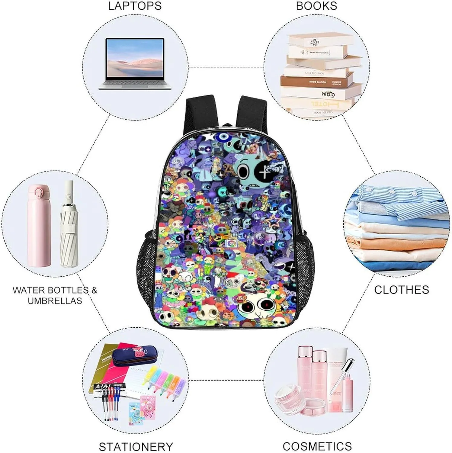 Dandys World Transparent Backpack Cute Large Capacity Laptop Backpack Travel Backpack For Unisex 17in