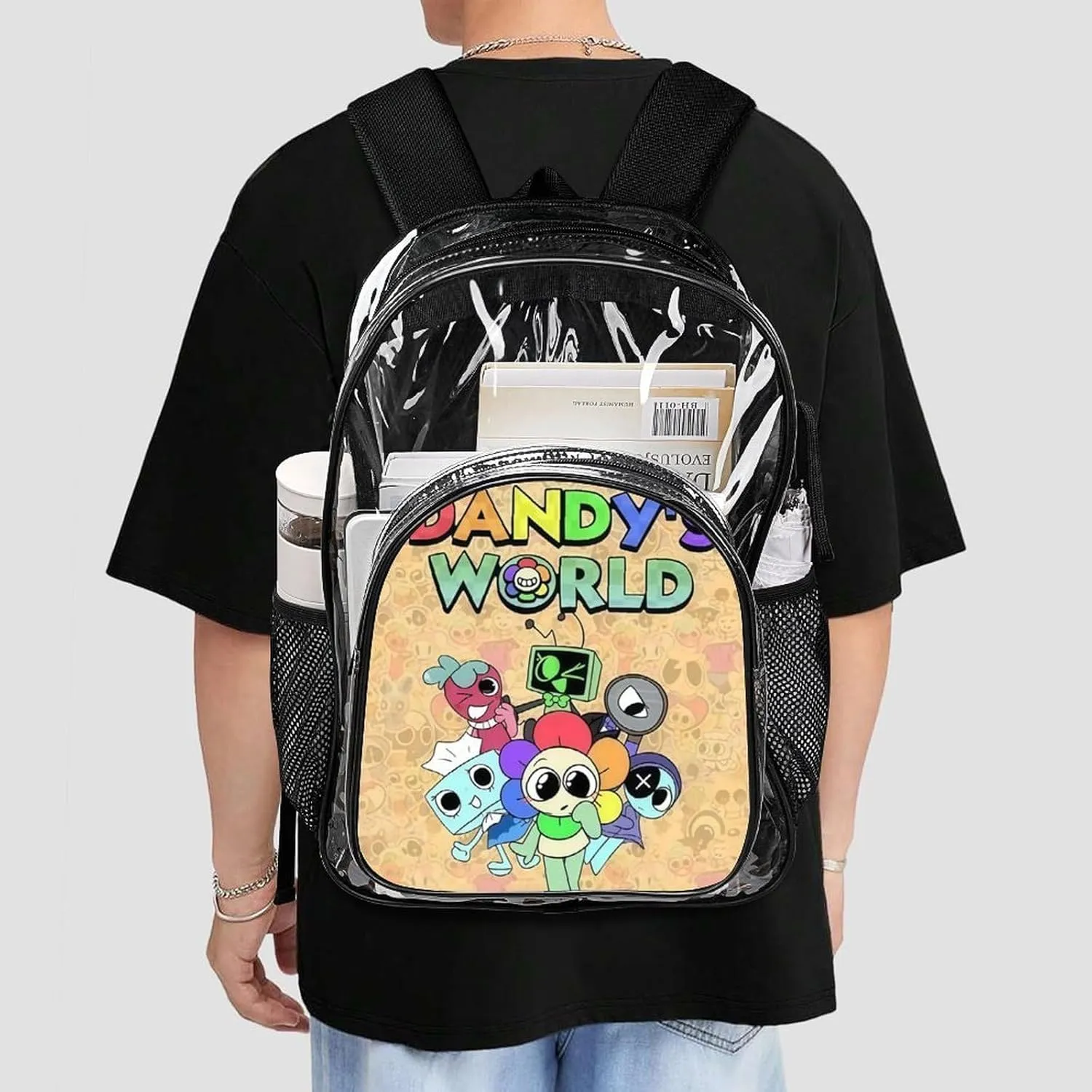 Dandys World Transparent Backpack With Front Pocket Large Capacity Laptop Backpack For Unisex