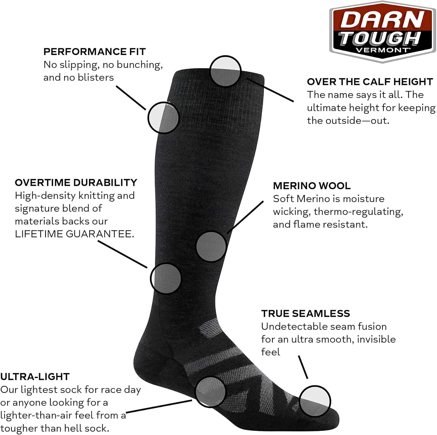 Darn Tough Men's RFL OTC Ultra-Lightweight Ski and Snowboard Sock (Style 8001) -
