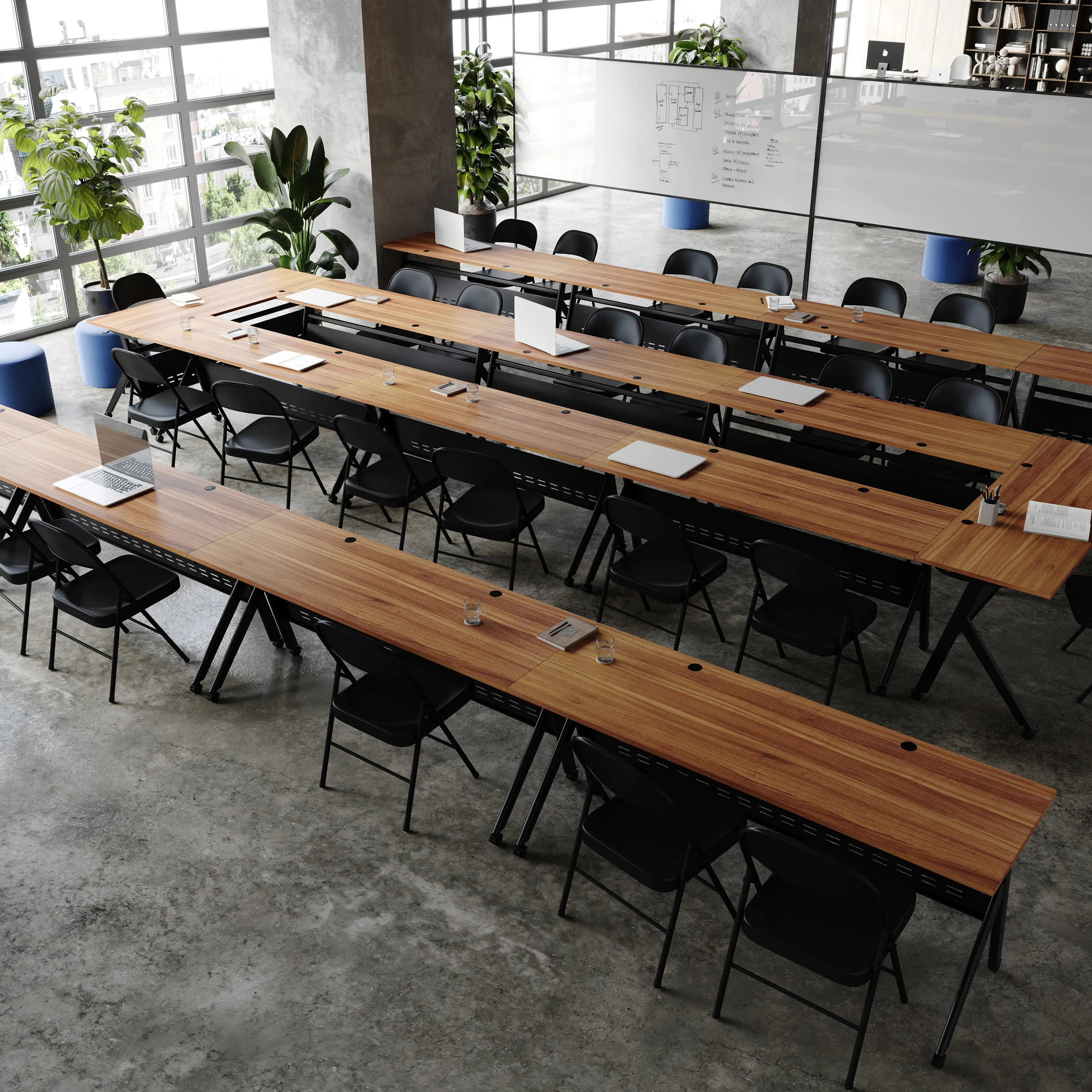 Davis Commercial Grade Heavy-Duty Nesting Flip Training Table with Y-Legs, Modesty Panel, Tabletop, and Frame