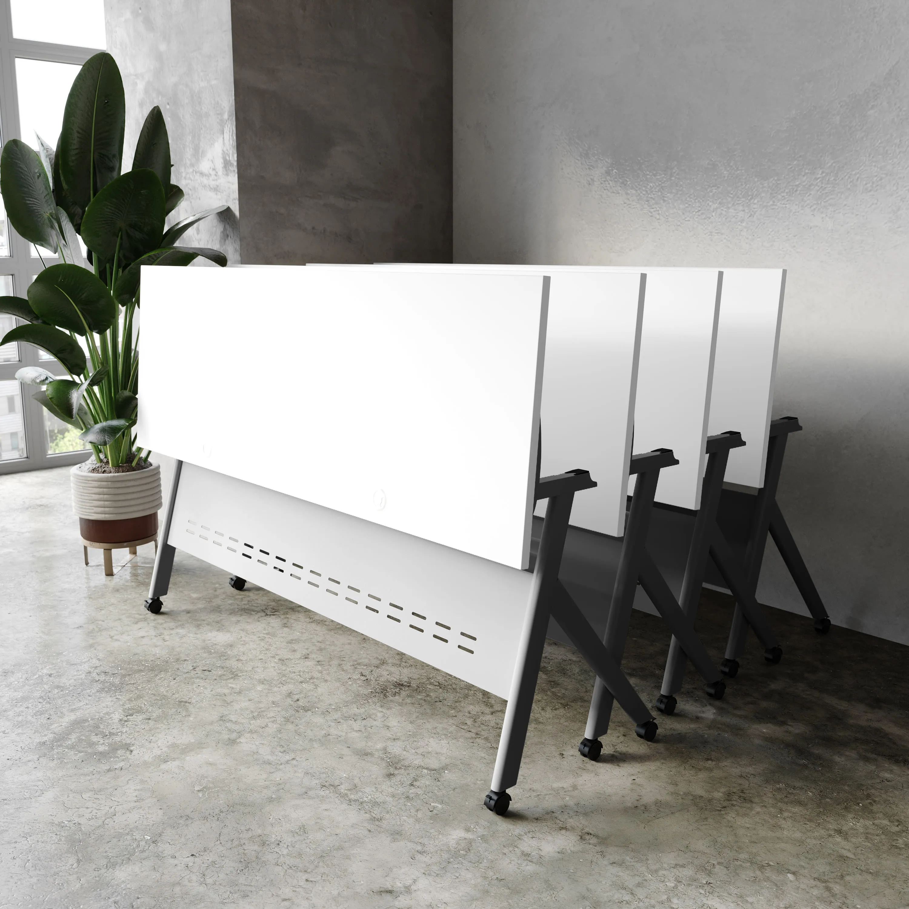 Davis Commercial Grade Heavy-Duty Nesting Flip Training Table with Y-Legs, Modesty Panel, Tabletop, and Frame