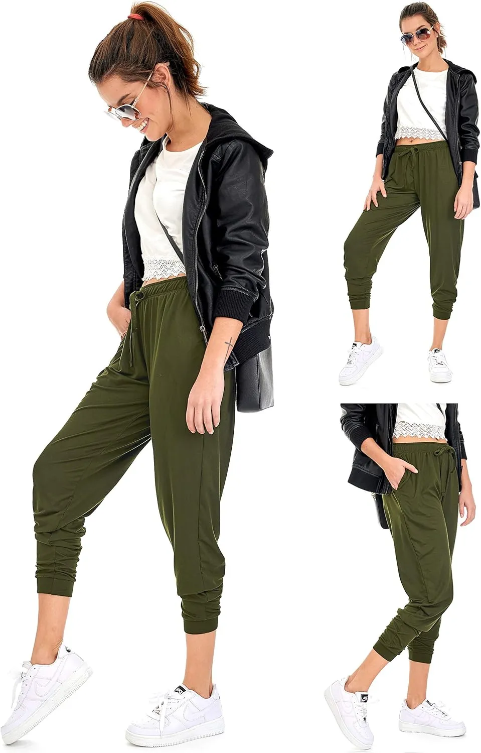 DEAR SPARKLE Jogger with Pockets for Women Drawstring Lightweight Sweats Yoga Lounge Pants   Plus Size (P7)