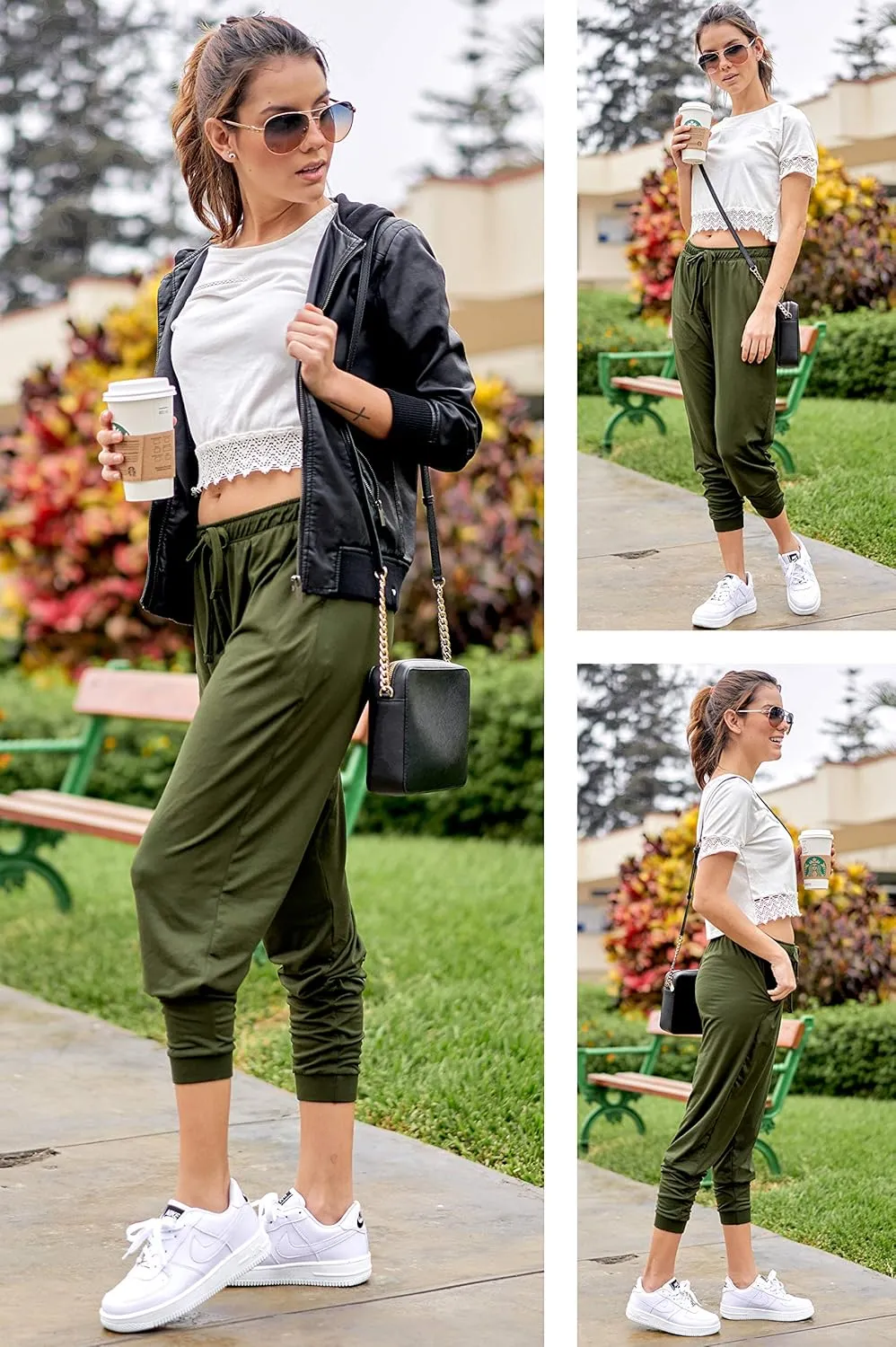 DEAR SPARKLE Jogger with Pockets for Women Drawstring Lightweight Sweats Yoga Lounge Pants   Plus Size (P7)