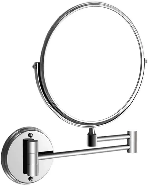 Desktop Vanity Mirror Wall-Mounted Makeup Mirror Retractable Folding Bathroom Wall-Mounted Mirror Makeup Magnifying Glass Without Punching Suitable for Travel, Makeup, Office(B)