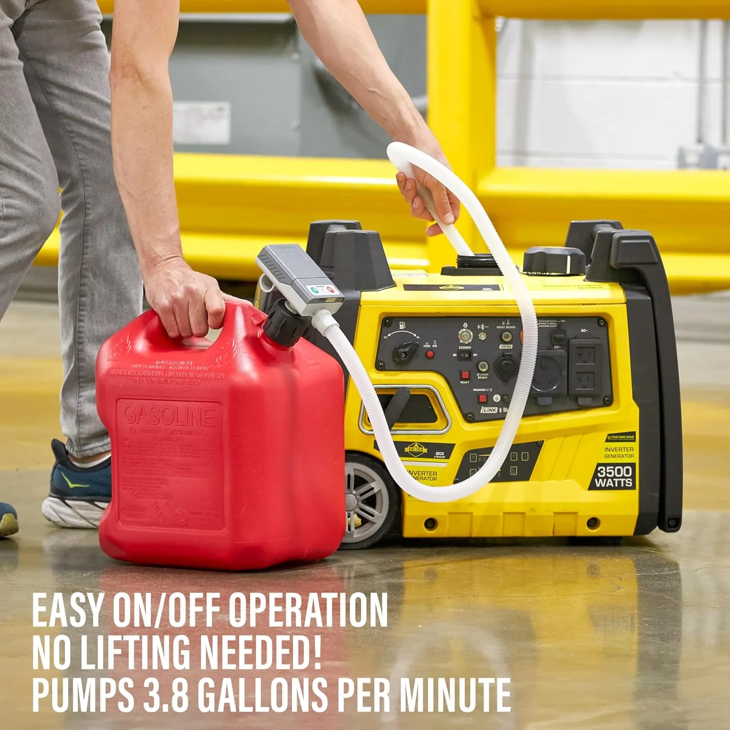 DeWay Gas Can Fuel Transfer Pump | Ultra Fast 3.8 GPM Flow Rate, Long 51” Hose, Storage Bag & 3 Can Adapters for Gasoline, Kerosene, Diesel & Non-Potable Water | USB-C Cable or Battery Power