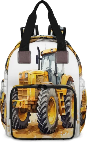 Diaper Bag Backpack Large Capacity, Construction Vehicles Painting Nappy Hand Shoulder Bag Mummy Travel Nursing Bags Baby Shower Gifts, with Insulated Pockets and USB Charging Port