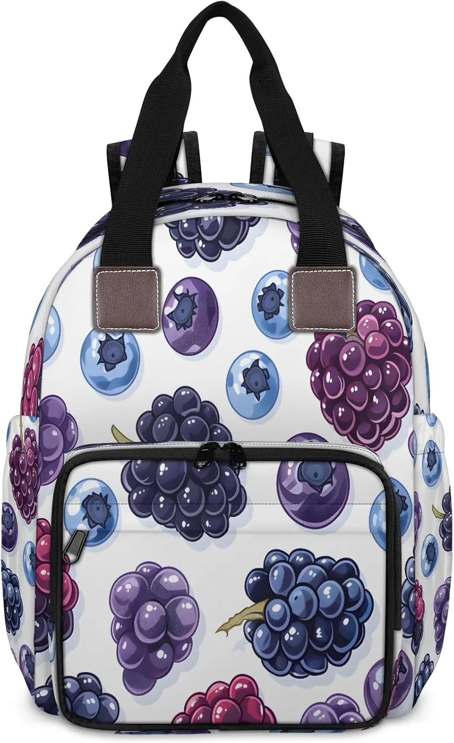 Diaper Bag Backpack Large Capacity, Fruits Grape and Blueberries Nappy Hand Shoulder Bag Mummy Travel Nursing Bags Baby Shower Gifts, with Insulated Pockets and USB Charging Port