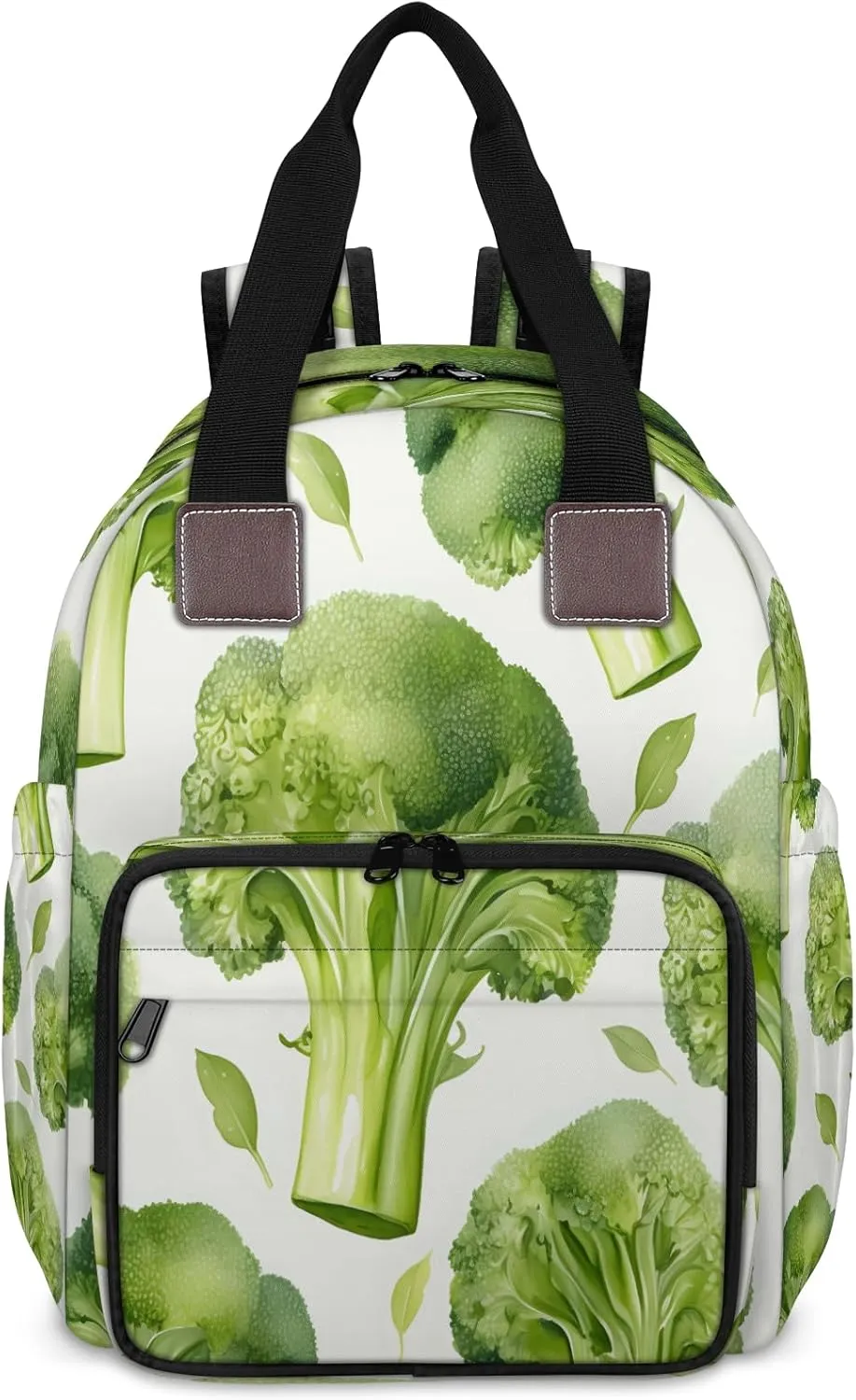Diaper Bag Backpack Large Capacity, Vegetable Broccoli Food Nappy Hand Shoulder Bag Mummy Travel Nursing Bags Baby Shower Gifts, with Insulated Pockets and USB Charging Port