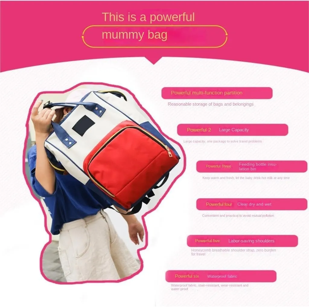 Diaper Bag Mummy bag thermal insulation fashionable lightweight travel backpack storage backpack Daiper Bag(B)