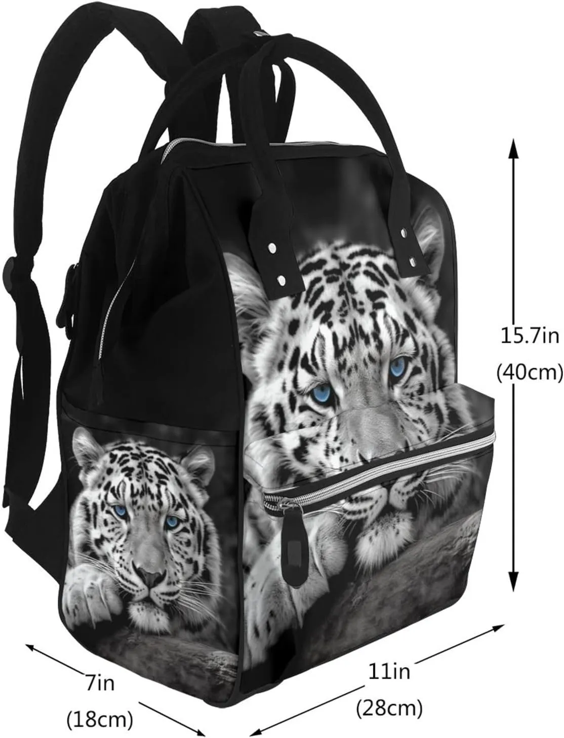 Diaper Bag Nappy Backpack Baby Bag Black and white tiger Mummy Backpack Multifunction Changing Bags for Travel, Black and White Tiger, One Size