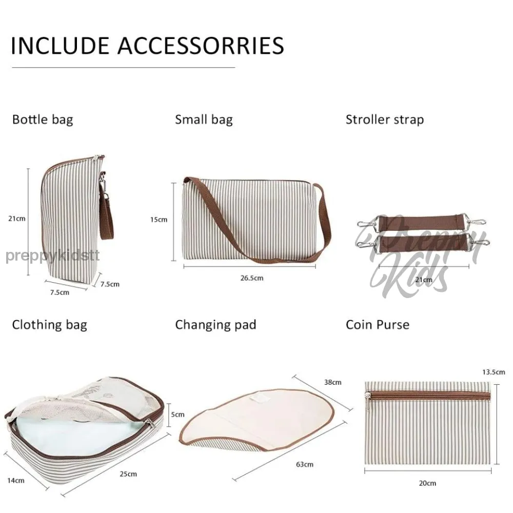Diaper Mummy baby bag 7 pieces :  LITTLE STORY Brand . Nappy tote bag large capacity for baby mom dad Travel Bag with Stroller Straps