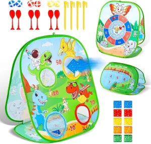 Dinosaur Bean Bag Toss Game for Kids - Double-Sided Foldable Cornhole Kids Summer Outdoor Play Game and Party Supplies Toy Birthday Gifts for Toddler Boys Girls Age 2-8year olds
