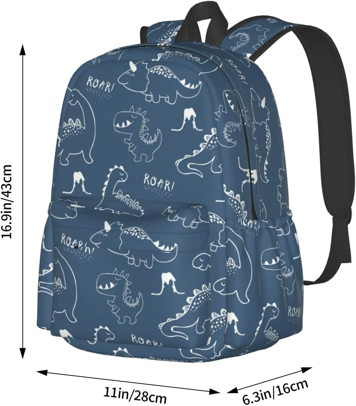 Dinosaur Blue Casual Daypack Laptop Bag School Bookbag Travel Backpack For Kids Teen Boy Girl