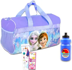 Disney Frozen Duffle Bag Set - Bundle with Frozen Duffle Bag, Stickers, More | Frozen Sleepover Set