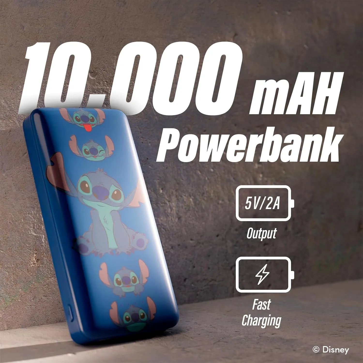 Disney Lilo and Stitch 10,000Mah Power Bank- Universally Compatible Portable Phone Charger Battery Pack w/USB Charging Port- Stitch Gifts for Women, Men, Teens and All Fans of Stitch Stuff