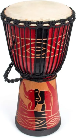 Djembe Drum, AKLOT African Drum Hand-Carved 9.5'' x 20'' Mahogany Goatskin Drumhead for Adults Beginners (Red)