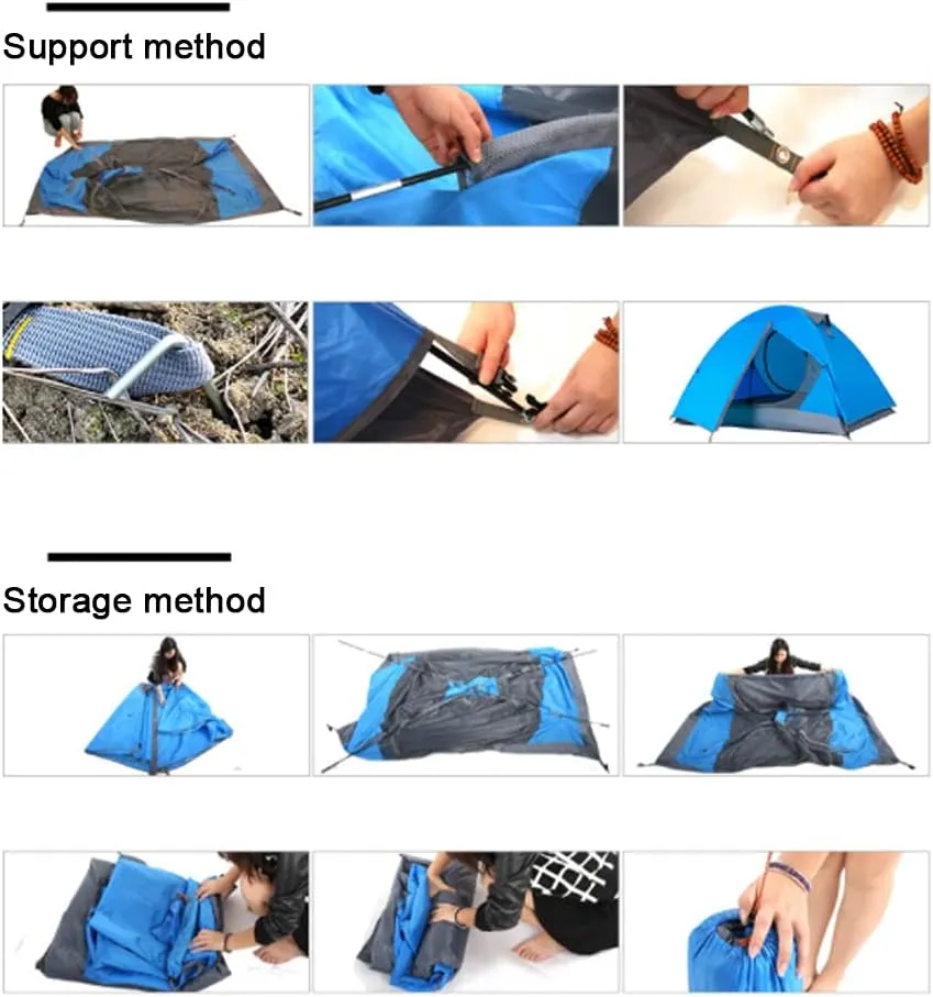 Dome Tent Festival Family Camping Tent for 2 People with Double Zipped Door and Carry Bag Double Layer Dome Tent for Outdoor Hiking Camping Beach Garden