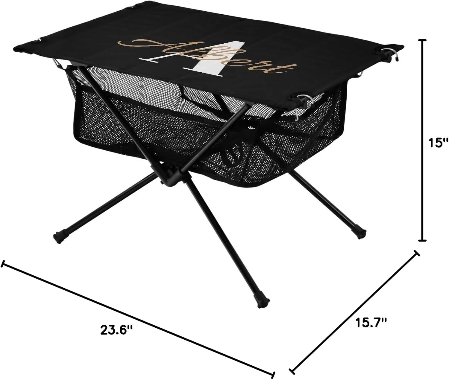 DOMIKING Black Custom Portable Camping Table Personalized Folding Picnic Tables Backpacking Table for Beach Camp Travel 23.6 * 15.7 * 15 in