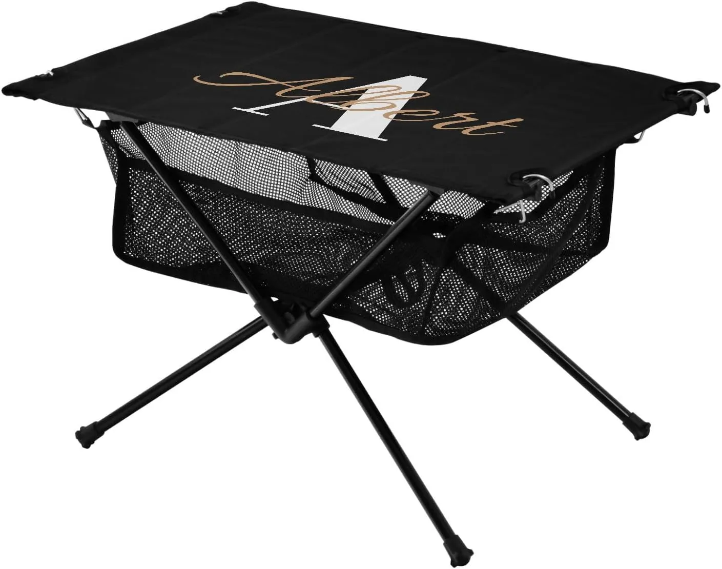 DOMIKING Black Custom Portable Camping Table Personalized Folding Picnic Tables Backpacking Table for Beach Camp Travel 23.6 * 15.7 * 15 in