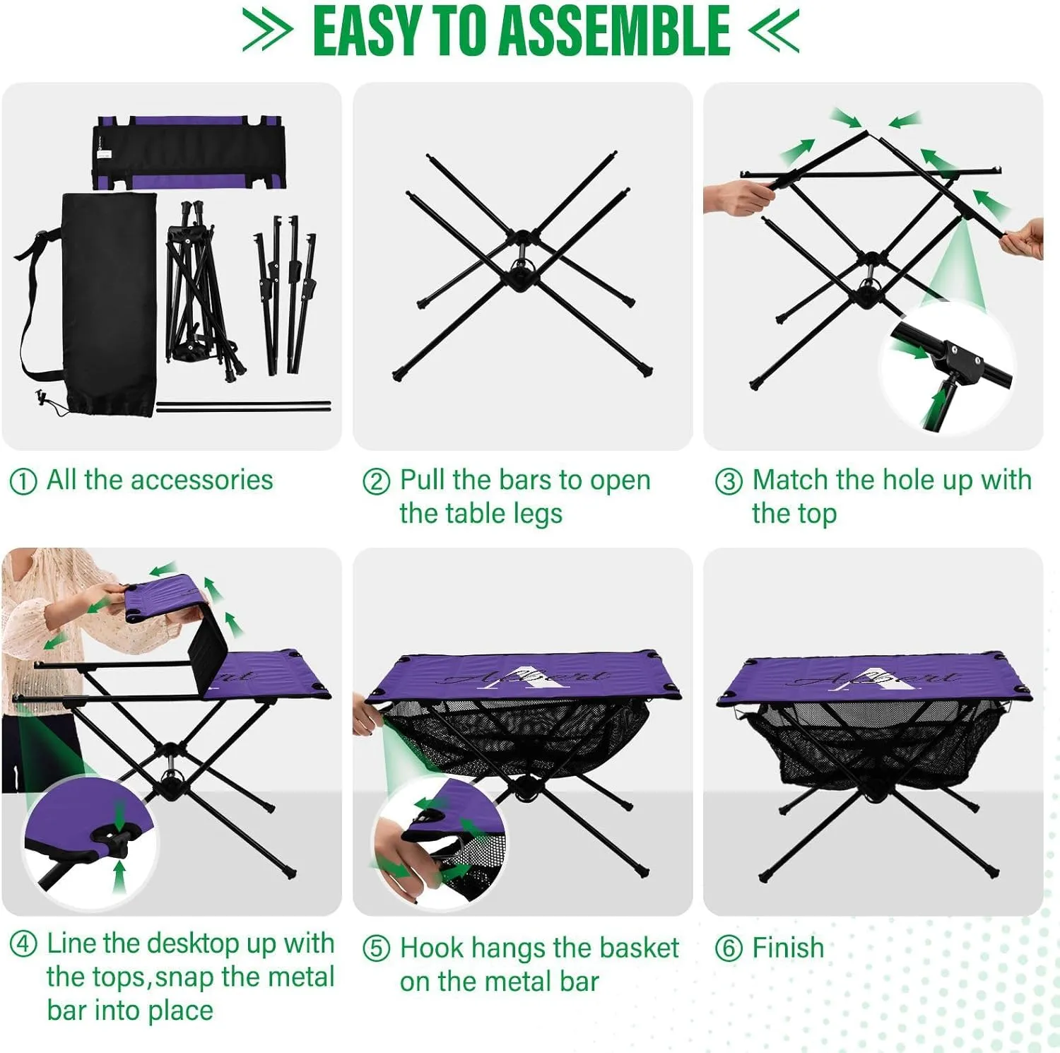DOMIKING Dark Purple Custom Portable Camping Table Personalized Folding Picnic Tables Camp Table for Travel Beach Camp 23.6 * 15.7 * 15 in