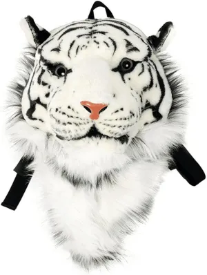 Domineering 3D Animal Head Backpack - Bengal Tiger & Lion, Wall Mount (Large, Tiger White)