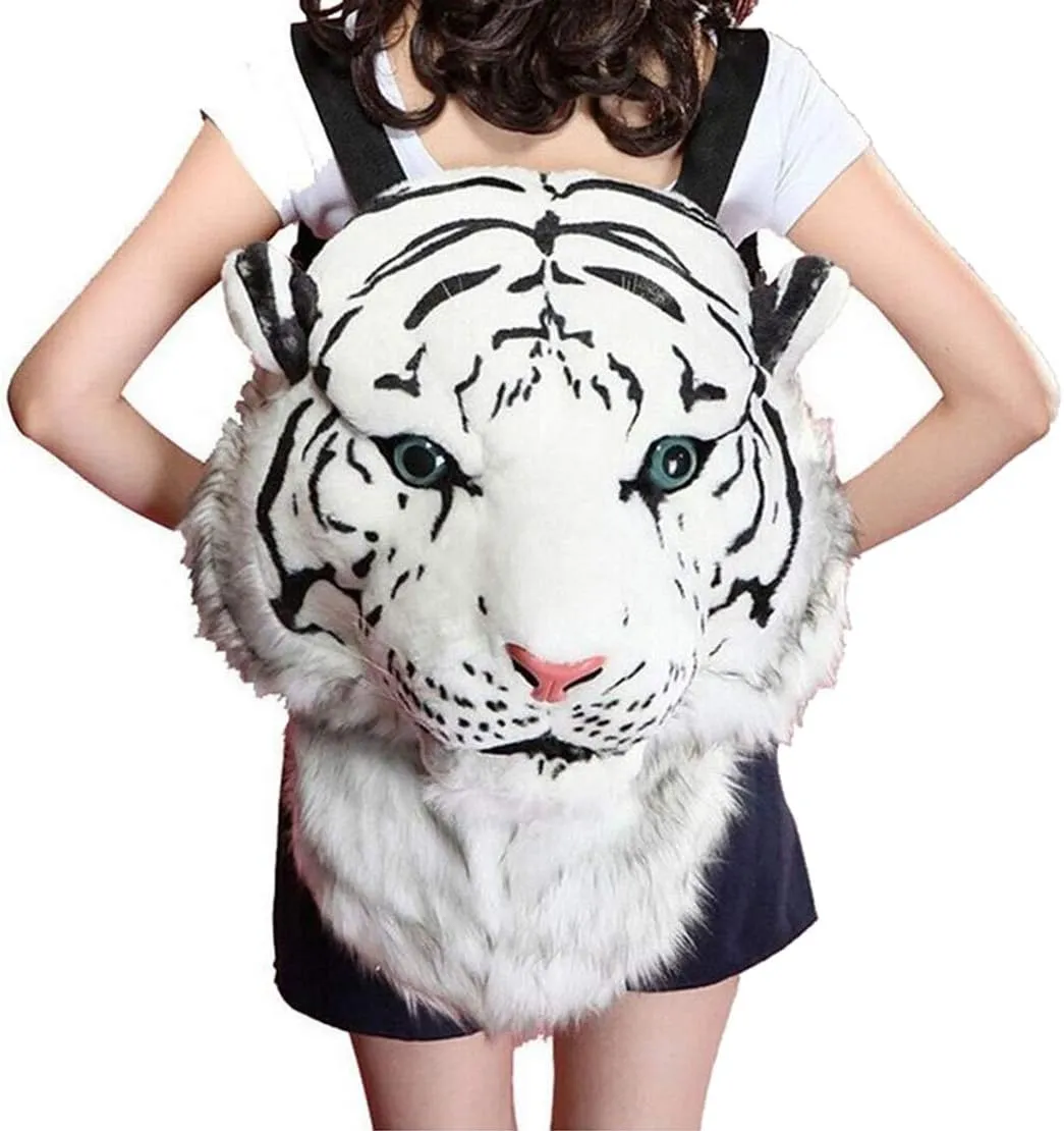 Domineering 3D Animal Head Backpack - Bengal Tiger & Lion, Wall Mount (Large, Tiger White)