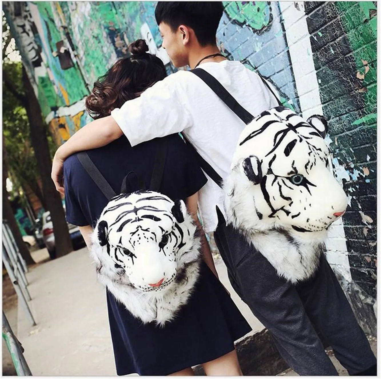 Domineering 3D Animal Head Backpack - Bengal Tiger & Lion, Wall Mount (Large, Tiger White)