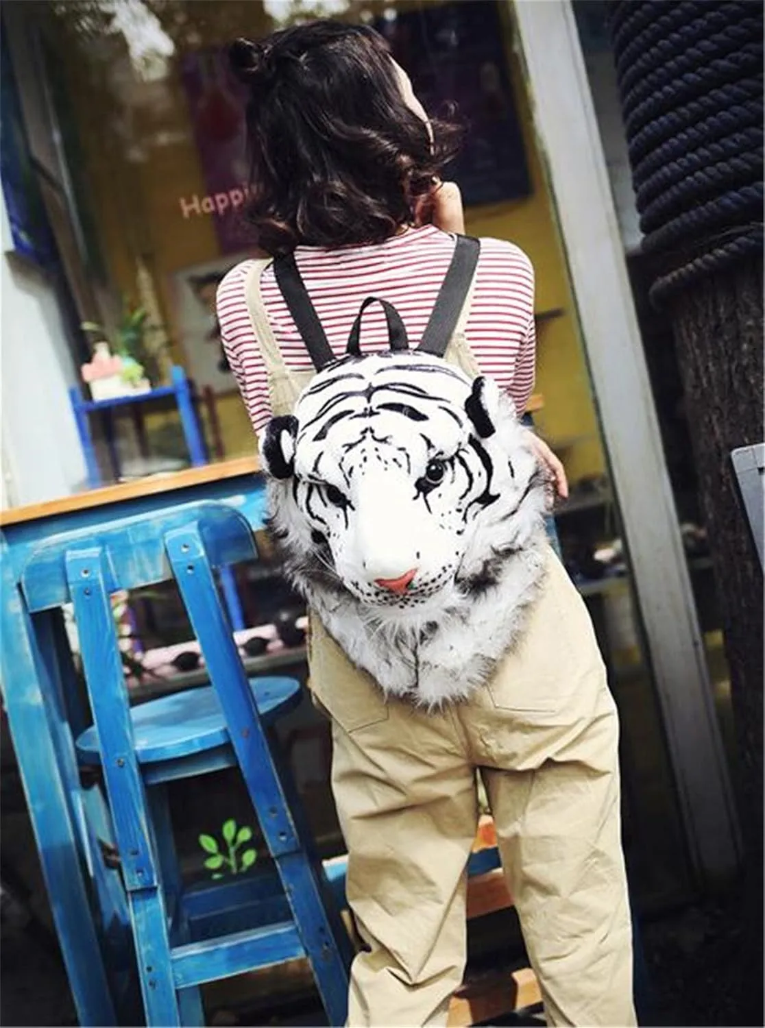 Domineering 3D Animal Head Backpack - Bengal Tiger & Lion, Wall Mount (Large, Tiger White)