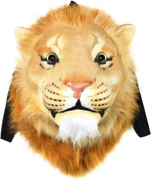 Domineering backpack stuffed tiger head 3D simulation personalised shoulder Bag Animal head shoulders bag (large, lion)