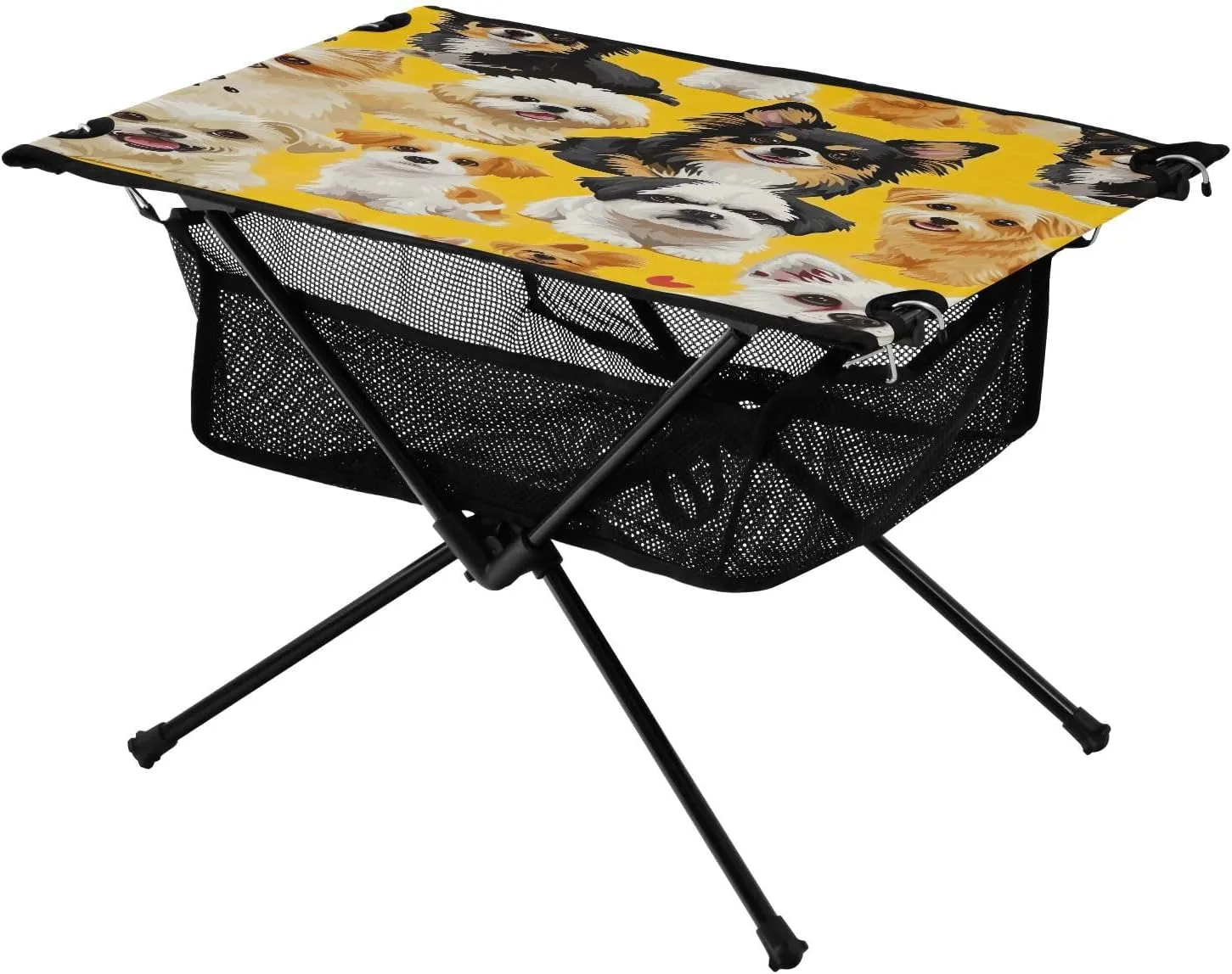 Doodle Colourful Puppy Pattern Portable Camping Table,Outdoor Folding Table,Beach Table,Suitable for Camping,Hiking,Picnic