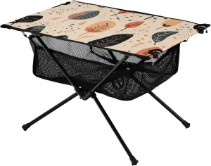 Doodle Feathers and Colorful Dots Portable Camping Table,Outdoor Folding Table,Beach Table,Suitable for Camping,Hiking,Picnic