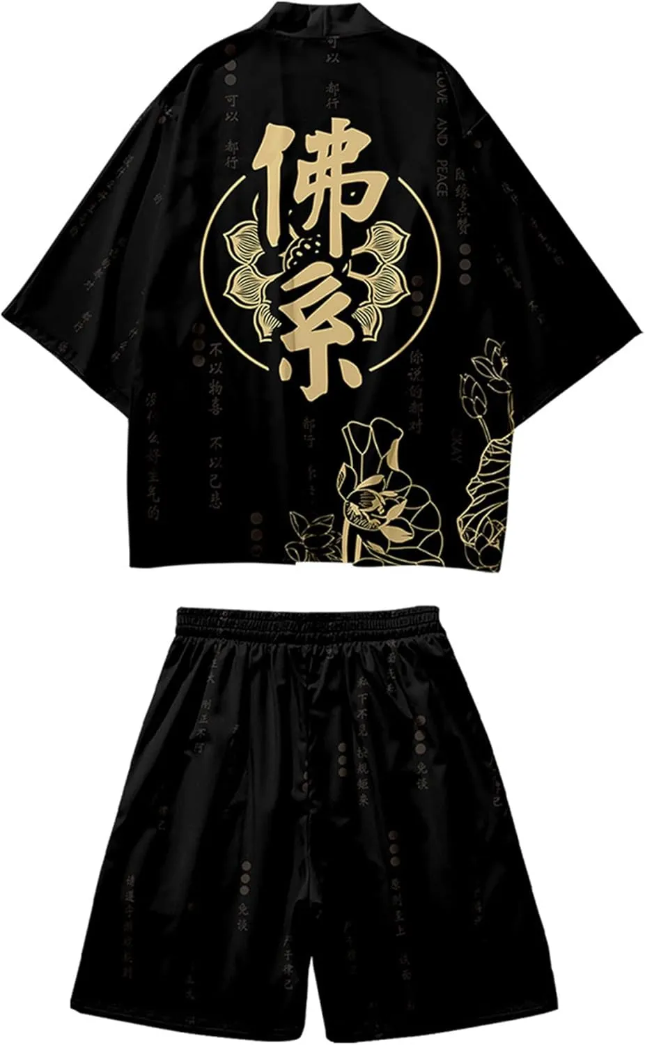 DOSLAVIDA Men's Japanese Style Kimono Set Lightweight Open Front Cardigan Suits Stylish Two Piece Summer Beach Outfits