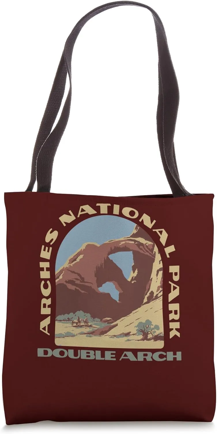 Double Arch Arches National Park Vintage Travel Art TPA Tote Bag