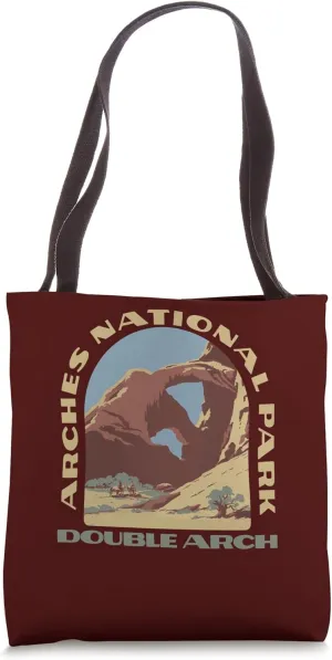 Double Arch Arches National Park Vintage Travel Art TPA Tote Bag