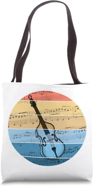 Double Bass Music Notation Sunset Bassist Jazz Musician Tote Bag
