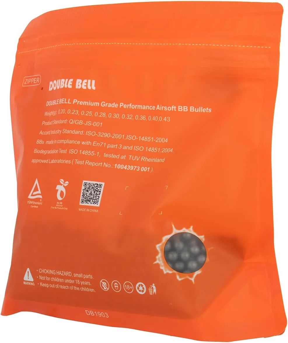 Double Bell 6mm Airsoft BBS - 0.36g - Black Airsoft BBs-2500 Rounds