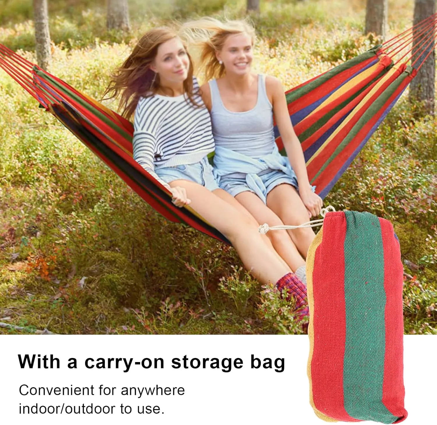 Double Camping Hammock,Travel Hammocks Accessories Lightweight Single or Double Hammocks with Tree Straps Indoor Outdoor Outfitters Ultralight Portable Comfortable Camping Essentials