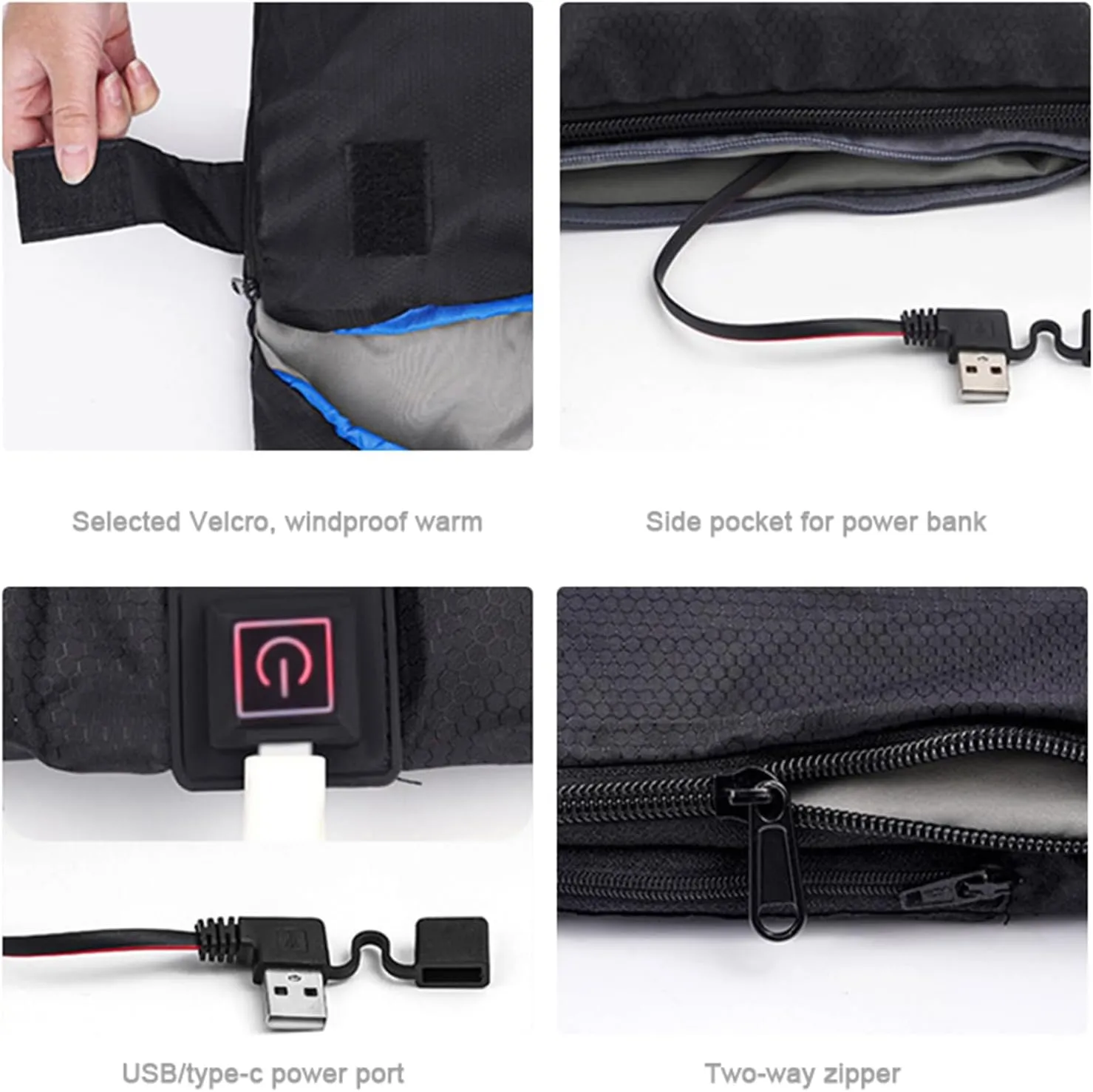 Double Heated Sleeping Bag for Adults, 3 Season Queen Size Heating Sleeping Bag for Cold Weather & Warm 2 Person USB Electric Sleeping Bag for Camping Hiking Backpacking