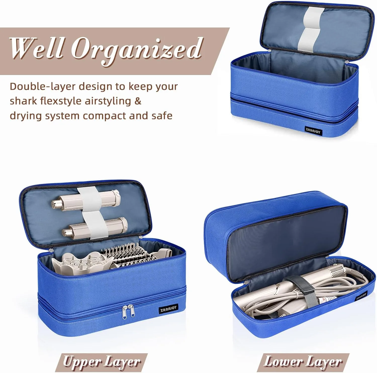Double Layer Storage Case For Shark Flexstyle, Travel Carrying Case For Shark 430/440 Flexstyle, Organizer Bag For Shark Flexstyle/Dyson Airwrap Styler Attachments
