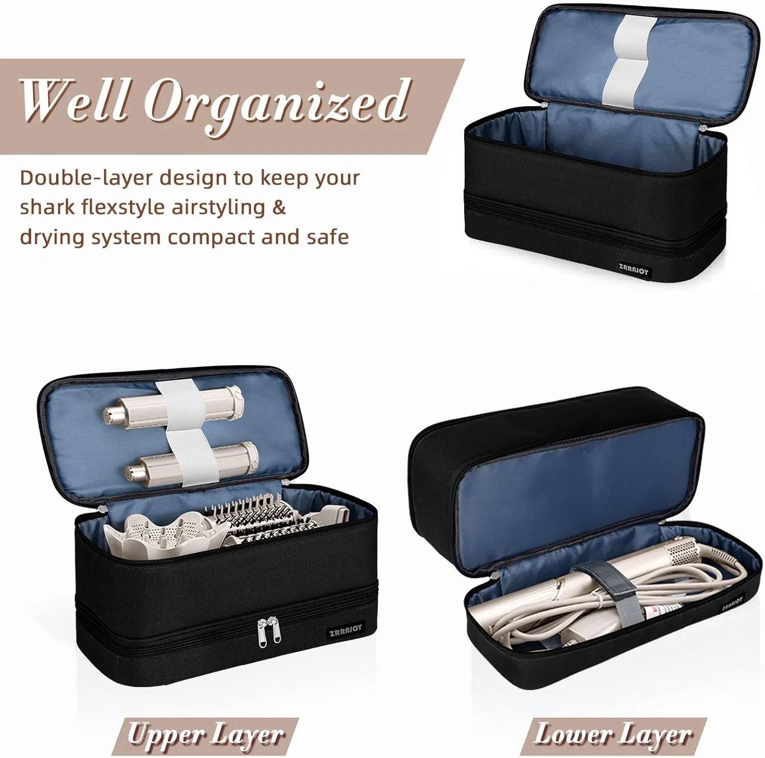 Double Layer Storage Case For Shark Flexstyle, Travel Carrying Case For Shark 430/440 Flexstyle, Organizer Bag For Shark Flexstyle/Dyson Airwrap Styler Attachments