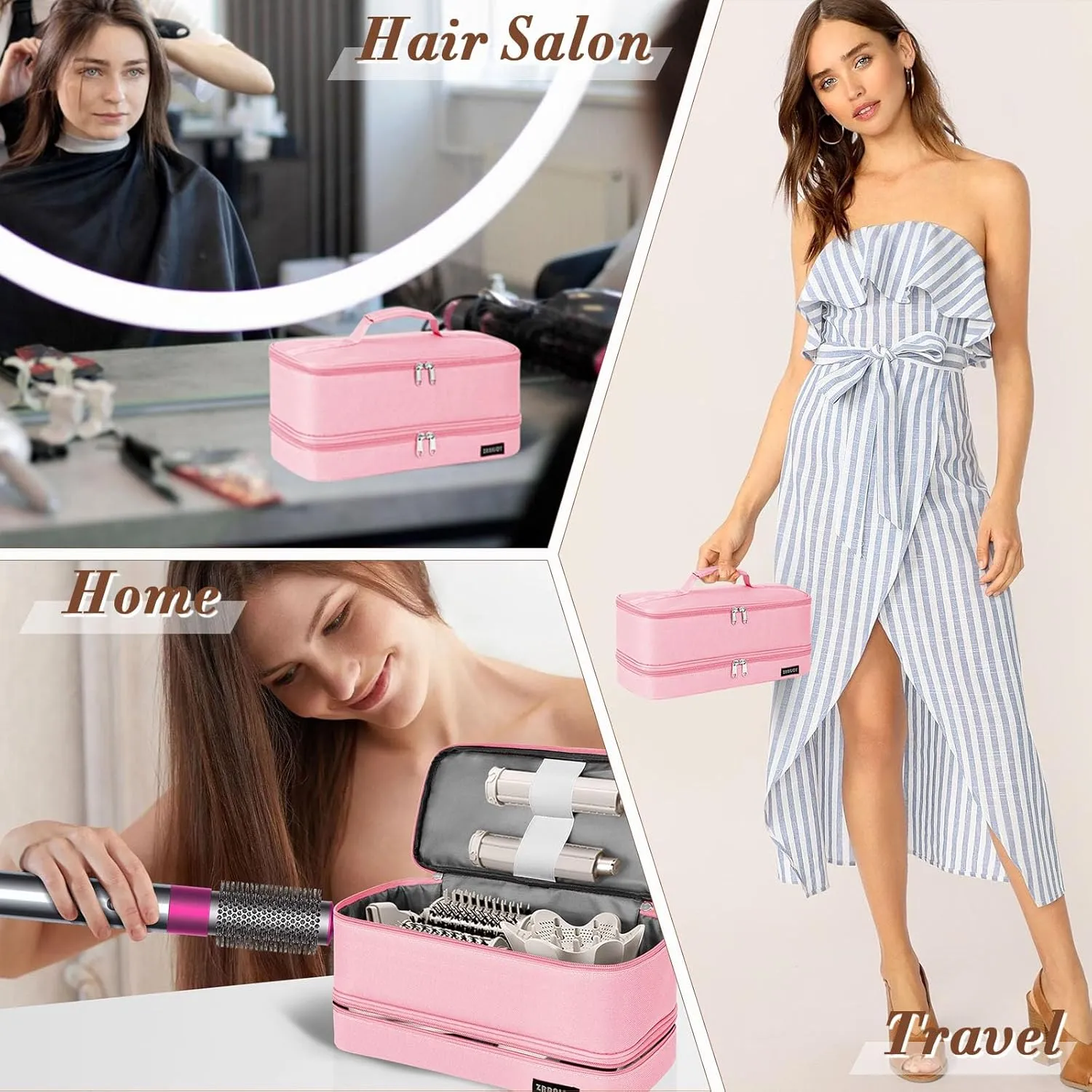 Double Layer Storage Case For Shark Flexstyle, Travel Carrying Case For Shark 430/440 Flexstyle, Organizer Bag For Shark Flexstyle/Dyson Airwrap Styler Attachments