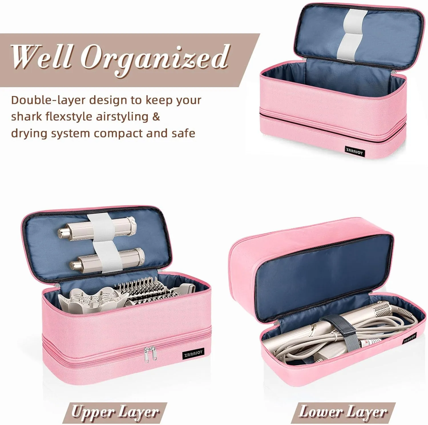 Double Layer Storage Case For Shark Flexstyle, Travel Carrying Case For Shark 430/440 Flexstyle, Organizer Bag For Shark Flexstyle/Dyson Airwrap Styler Attachments